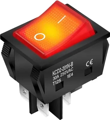 Produktbild von Wippschalter rot 30A 250 4Pin Einbaumaß 30x22mm Ein-Aus-Kippschalter beleuchtet