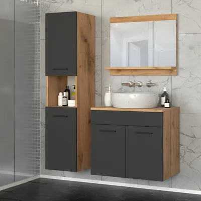 Zdjęcie produktu dla Blanco ® Meble łazienkowe Zestaw mebli łazienkowych PARIS 2 Meble do łazienki SZARY MAT