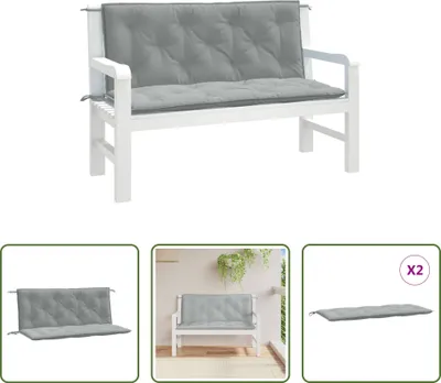 Zdjęcie produktu dla The Living Store Poduszki na ławkę ogrodową 2 szt. Melanżowy jasnoszary materiał 120x50x7 cm