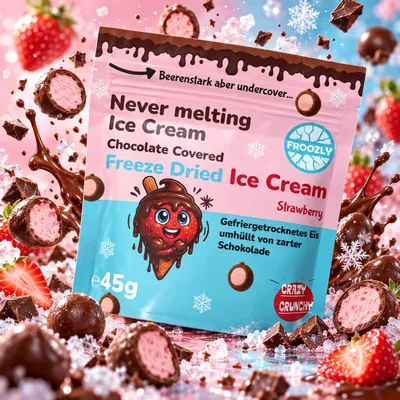 Produktbild von Froozly Freeze Dried Ice Cream- Strawberry Ice Dark 45g