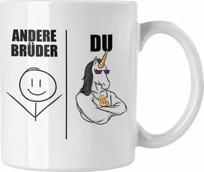 Produktbild von Trendation - Bruder Geschenk Tasse Spruch Bester Bruder Geschenkidee von Schwester für Brüder (Weiß)