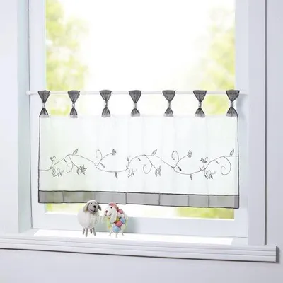 Productafbeelding van Ibenzoa® Transparante voile gordijn – lichtdoorlatend gordijn met delicate bloemenborduurwerk, 100% polyester, met lussen, ideaal voor woonkamer en keuken
