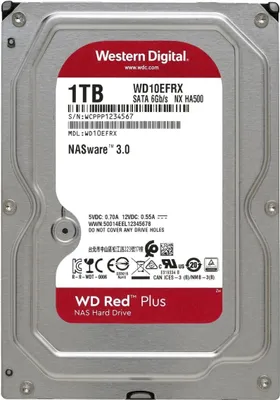 Produktbild von Western Digital Red Plus , 1 TB, 5400 RPM, 64 MB, 3.5", Serial ATA III