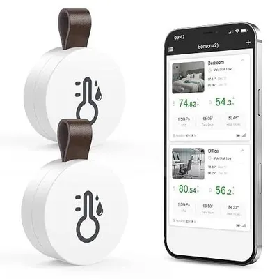 Zdjęcie produktu dla Termometr bluetooth higrometr czujnik temperatury wilgotności zestaw 2
