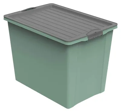 Produktbild von Rotho Aufbewahrungsbox mit Rollen 70L COMPACT ECO - Kunststoffbox je 57,0 x 39,5 x 43,5 cm - Stapelbox mit Deckel - Boxen sicher verschliessbar