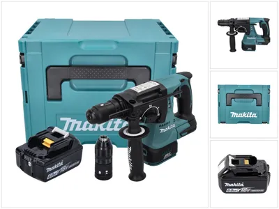 Zdjęcie produktu dla Akumulatorowa wiertarko-wkrętarka udarowa Makita DHR 243 G1J 18 V 2,0 J SDS plus Brushless + 1x akumulator 6,0 Ah + Makpac - bez ładowarki