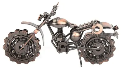 Vintage Motorradmodell aus Eisen, bronzefarben, 19x8x15 cm