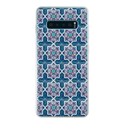 Produktbild von MuchoWow® Handyhülle Schutzhülle Hülle für Samsung Galaxy S10 Plus Ein marokkanisches Mosaikfliesenmuster, bei dem hauptsächlich die Farbe Blau verwendet wird Silikon Softcase Handy Hülle - Schutzhülle