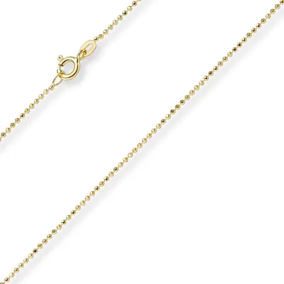 Produktbild von 1mm Kugelkette diamantiert Kette Goldkette Halskette aus 750 Gold Gelbgold, 38cm