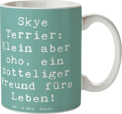 Produktbild von Mr. & Mrs. Panda Tasse Spruch Skye Terrier Freund - Meeresbrise - Geschenk, Kaffeetasse, Hunderasse, Jagdinstinkt, Hunderassen, Kaffeebecher, loyal, Charakter, Pflege