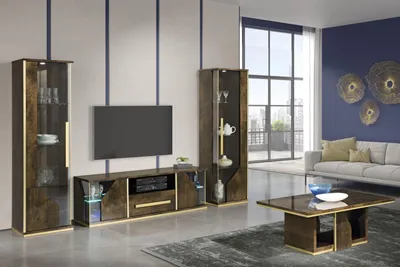 Produktbild von Vitrine 1 Tür Schrank Vitrinen Wohnzimmer Schau Schränke Design Glas Italien Neu