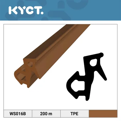 Immagine prodotto di Guarnizione per finestre in TPE marrone per finestre e porte in PVC - Guarnizione in gomma WS016 - 200 m
