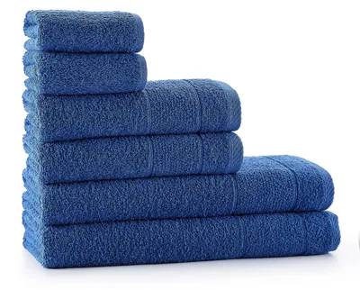 Zdjęcie produktu dla Zestaw 6 ręczników w ciemnoniebieskim kolorze, wykonanych w 100% z bawełny
