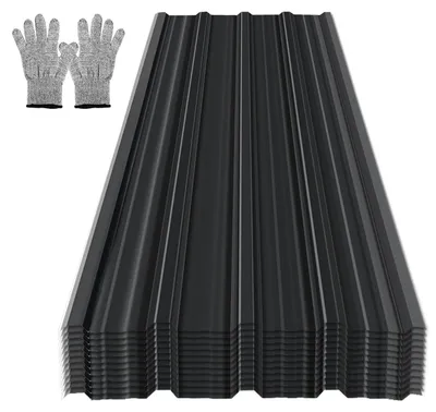Obrázok produktu pre Ikodm 24 ks strešných plechov s trapézovým profilom, rozmery 129 x 46 cm, antracitová farba, pozinkované, pre prístrešky a kôlne