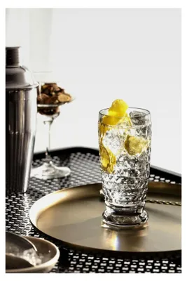 Produktbild von Longdrinkgläser Set mit 4 Stück, 400 ml, Trinkgläser mit Facettenmuster, Kristallglas für Cocktails, spülmaschinengeeignet, klar