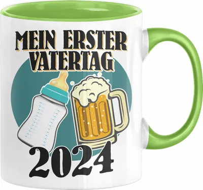 Produktbild von Erster Vatertag 2024 Geschenk Tasse Lustige Geschenkidee 1. Vatertag (Grün)
