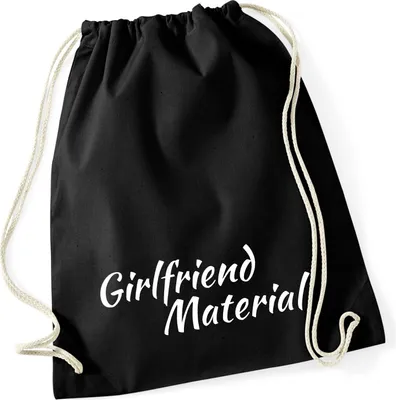 Produktbild von Huuraa Turnbeutel Girlfriend Material Schriftzug 12 Liter Black Baumwolle Rucksack Geschenkidee