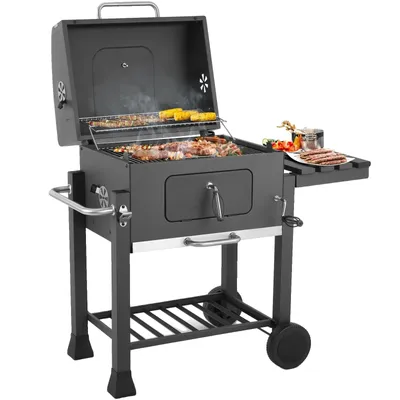 Image de Barbecue au charbon de bois, plaque de charbon de bois réglable en hauteur, grande surface de cuisson, nettoyage facile ,