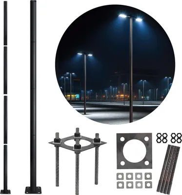 Image de Mât d'éclairage pliable en acier 4 m Ø 60 mm