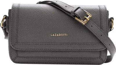 Image de Lazarotti Cuir sac à épaule bandoulière Bologna Leather Flap Crossbody Bag Grey gris