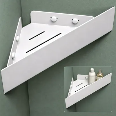 Produktbild von Mai & Mai Duschablage zum Bohren oder Kleben, Duschregal Badablage Ecke, Badezimmerablage zur Wandmontage für Bad und Küche, Sandweiß Reglo-07