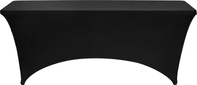 Image de Lot de 3 nappes pour tables rectangulaires de 183 cm, housses de table noires extensibles et infroissables, protection de nappe lavable en Élasthanne, pour fêtes, mariages, cocktails, banquets, festivals
