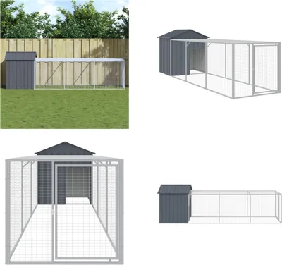 Obrázek produktu pro vidaXL Klec pro kuřata s výběhem antracit 117x405x123 cm Pozinkovaná ocel - Klec pro kuřata - Kurník pro kuřata - Výběh pro kuřata