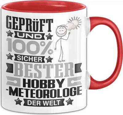 Produktbild von Hobbymeteorologe Geschenk Lustiger Spruch für Hobbymeteorologe Geschenkidee Bester Hobbymeteorologe Der Welt (Rot)