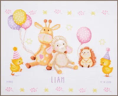 Immagine prodotto di Kit per ricamo a punto croce Vervaco "Animal party", 51x40 cm