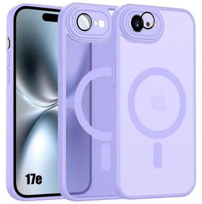 Image de Coque pour iPhone 17e, avec Protection Caméra et Cercle Magnétique - Translucide Violet