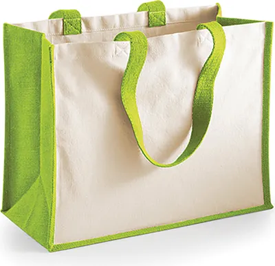 Produktbild von Westford Mill W422 | Printers' Jute Classic Shopper - 42 x 33 x 19 cm - Farbe: Apple Green - Größe: One Size