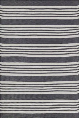 Produktbild von BELIANI Outdoor u. Indoor Teppich Schwarz Hellgrau Polypropylene 120 x 180 cm mit Streifenmuster Rechteckig Gartenaccessoires Terrasse Balkon Wohnzimmer