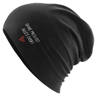 Produktbild von Huuraa Beanie Ohne mich ist alles doof Black One Size Baumwolle und Elasthan Mütze Geschenkidee