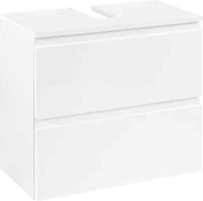 Produktbild von möbelando Unterbeckenschrank Schrank Waschbeckenunterschrank Badschrank Badezimmer Cleo I (Korpus-weiß/Front-weiß-Hochglanz)