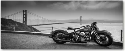 Produktbild von Tulup® Glas-Bild Wandbild aus Glas - 125x50 - Wandkunst - Wandbild hinter gehärtetem Sicherheitsglas - Dekorative Wand für Küche & Wohnzimmer  - Fahrzeuge - Motorrad - Schwarzweiß