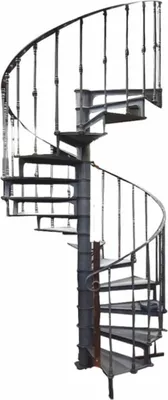 Produktbild von Casa Padrino Gusseisen Wendeltreppe mit Geländer rechte Seite Grau H. 289 cm - Rustikale Spiraltreppe