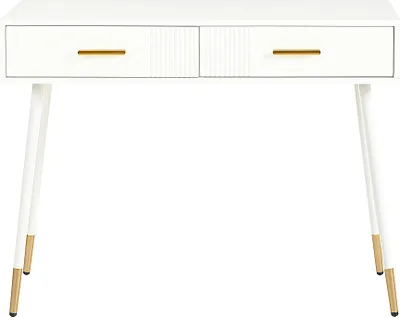 Produktbild von Schminktisch 76x100x40cm Frisiertisch Kosmetiktisch Schreibtisch Mit 2 Schubladen Metallfuesse Weiss Ohne Spiegel Vitrinenschrank Frisiertisch