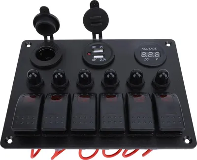 Produktbild von DC 12-24 V 6-Gang-Wippschalterfeld Überlastschutz Dual-USB-Ladegerät mit digitaler Voltmeteranzeige für Boote Yachten Autos Wohnmobile SUVs Rotes Licht