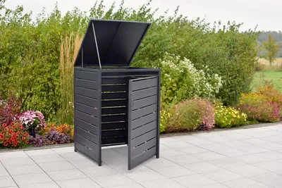 Produktbild von Merxx Mülltonnenabdeckung Basis groß - Aluminium-/Stahlgestell Graphit