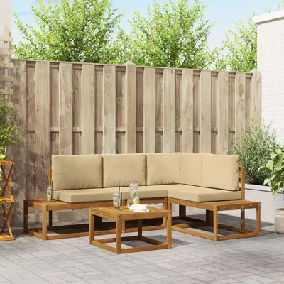 Produktbild von "2026 Aktion"Outdoor-Sofagarnitur/Couchgarnitur - CLORIS - Outdoor-Möbel - für Garten/Terrasse - mit Kissen 5 Stück Natur und Beige - Gartensofas Promotion298987