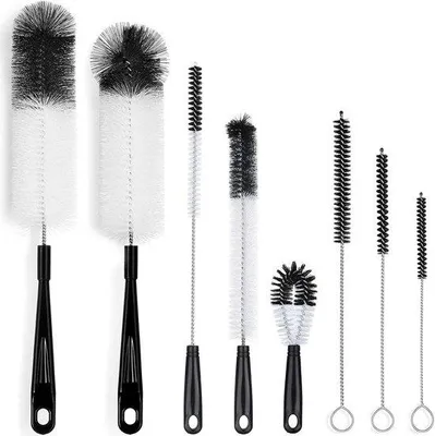 Produktbild von Famanu Flaschenbürsten Set 8-teilig - Lange Reinigungsbürste für Flaschen und Strohhalme