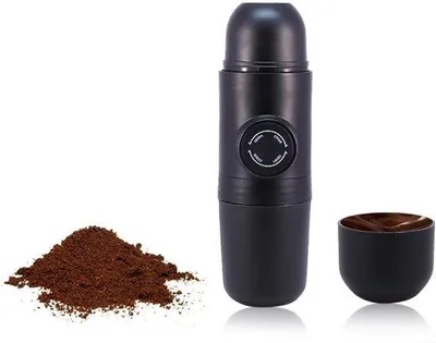 Produktbild von Portable Handkaffeezubereiter - 20x6cm - Reisegeeignet - mit Klappgriff - für Camping, Hausbüro und Outdoor - Schwarz - 5er Set