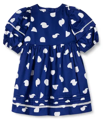 Produktbild von A. Essentials Mädchen Fit-and-Flare-Kleid Aus Baumwollsatin Mit Puffärmeln, Mari