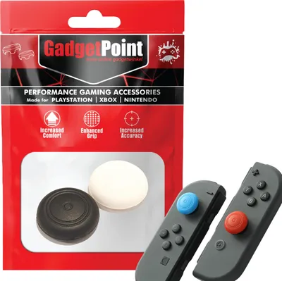 Produktbild von Thumbgrips - Thumb Grips voor Nintendo Switch Joy-Con Controllers - Gaming Thumbgrips - Performance Anti-Slip Thumbsticks - Bescherming Accessoires - Wit/Zwart -