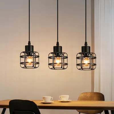 Obrázek produktu pro ZMH závěsná lampa jídelní stůl závěsná lampa 3 plameny závěsná lampa kovová E14 retro jídelní stolní lampa černá závěsná lampa výškově nastavitelná do obývacího pokoje