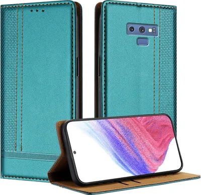 Image de Étui pour Samsung Galaxy Note 9 étui à rabat en cuir avec fonction de support vert