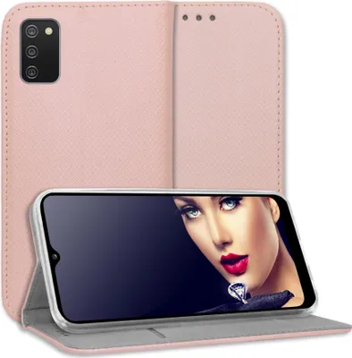 Zdjęcie produktu dla Etui ochronne Bookstyle z klapką dla Samsunga Galaxy A02s (A025, 6,5'') – różowe złoto