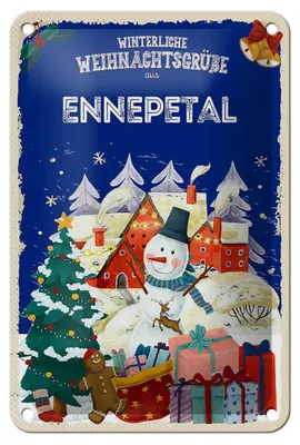 Produktbild von Blechschild Weihnachtsgrüße ENNEPETAL Geschenk Dekoration  12x18cm