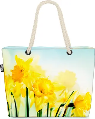 Produktbild von VOID Ostern Blume Narzisse Strandtasche Shopper 58x38x16cm 23L XXL Einkaufstasche Tasche Reisetasche Beach Bag