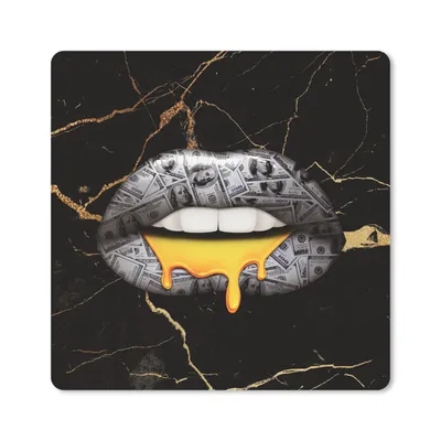 Produktbild von MuchoWow® Mauspad Mousepad Lippen - Geld - Abstrakt 20x20 cm - Mousepads - Maus Mat - Pad - Mausunterlage - Desk Mat - Bureauartikeln